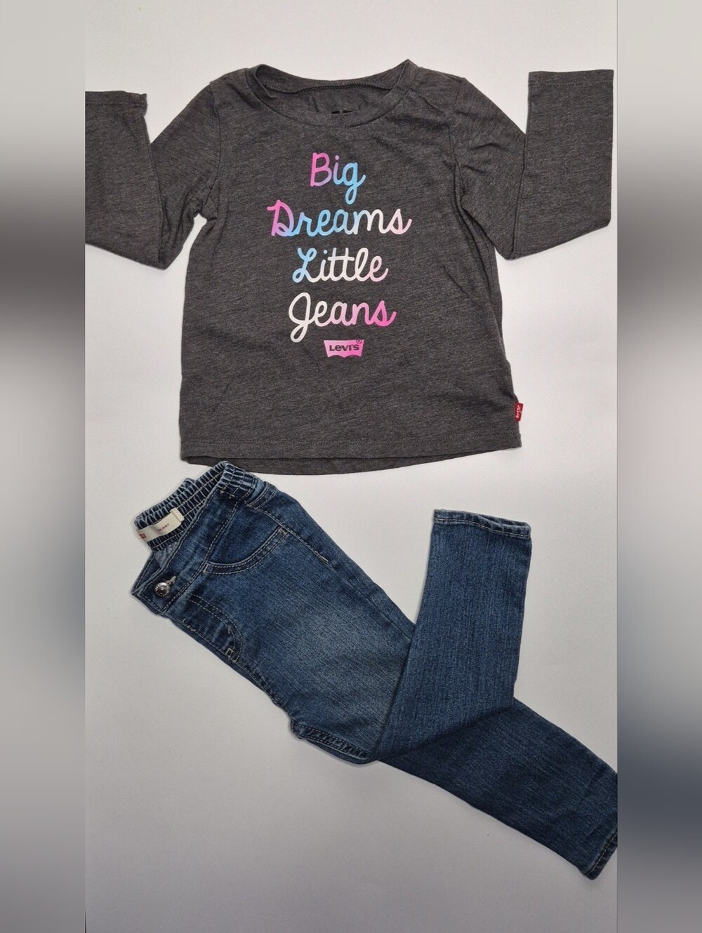 Levi's Girls Gray Top with Pink and Blue Lettering